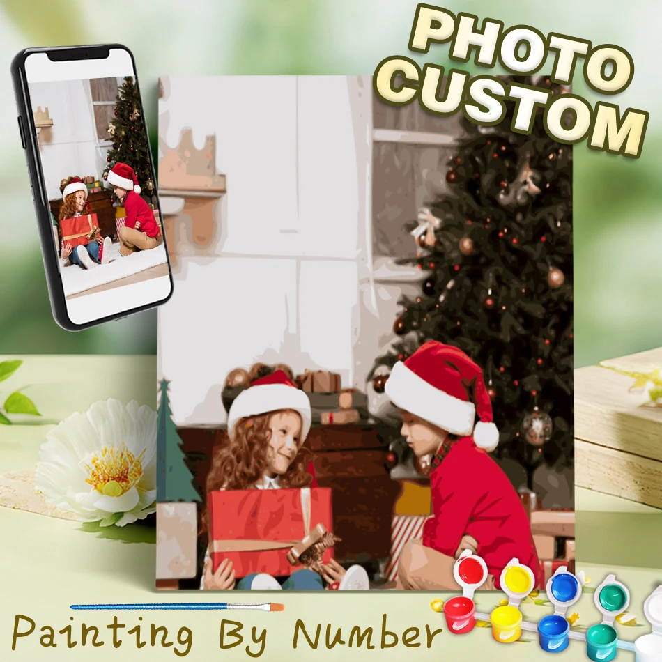 

PhotoCustom Christmas Painting By Numbers Furniture Art Decorate for Perfect Family & Parents Portraits DIY Portrait Painting Fu