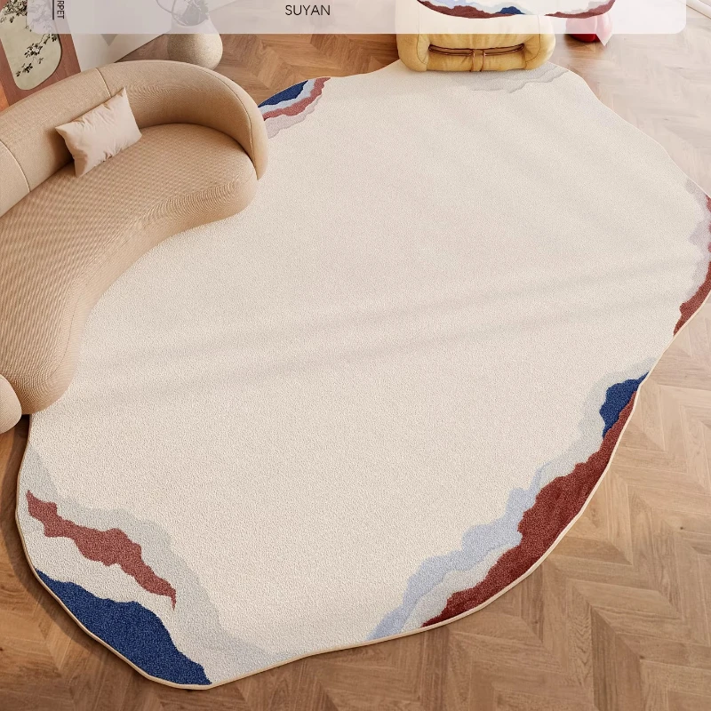 Colorful Cream Style Carpets for Living Room Light Luxury Bedroom Decor Carpet Fluffy Soft Irregular Rug Home Thicken Plush Mat