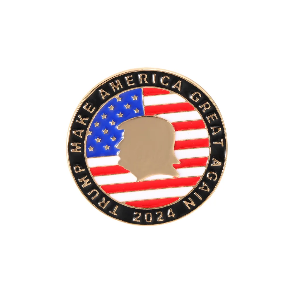 American Flag Brooch USA Independence Day Commemorative Portrait Badge Circular Drip Metal Pin Creative Gifts for Women Men Kids