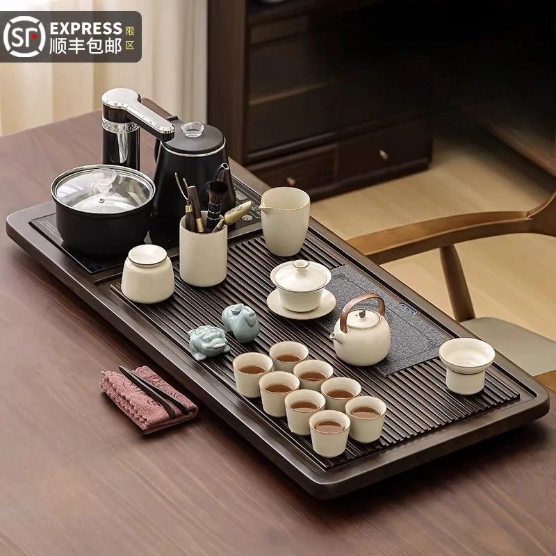 Nordic Chinese Tea Tray Drainage Drip Serving Ceremony Luxury Tea Tray Rectangle Hospitality Bandeja Madera Home Decorationgs 4