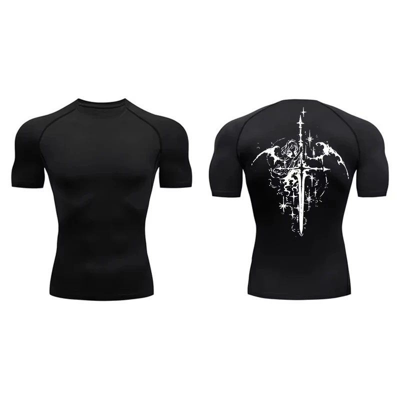 

Sports T-shirt Mens Quick Drying Short Sleeved Sports T-shirt Top Gym Fitness Tight Fitting Shirt Training Running T-shirt