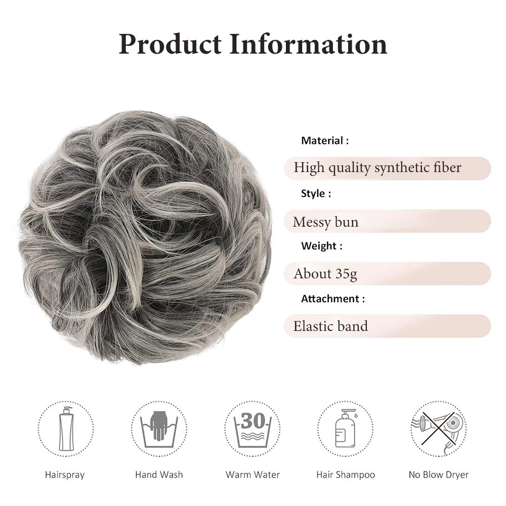 Messy Bun Hair Piece Curly Wavy Hair Bun Scrunchies Extensions Synthetic Tousled Updo Hairpieces for Women