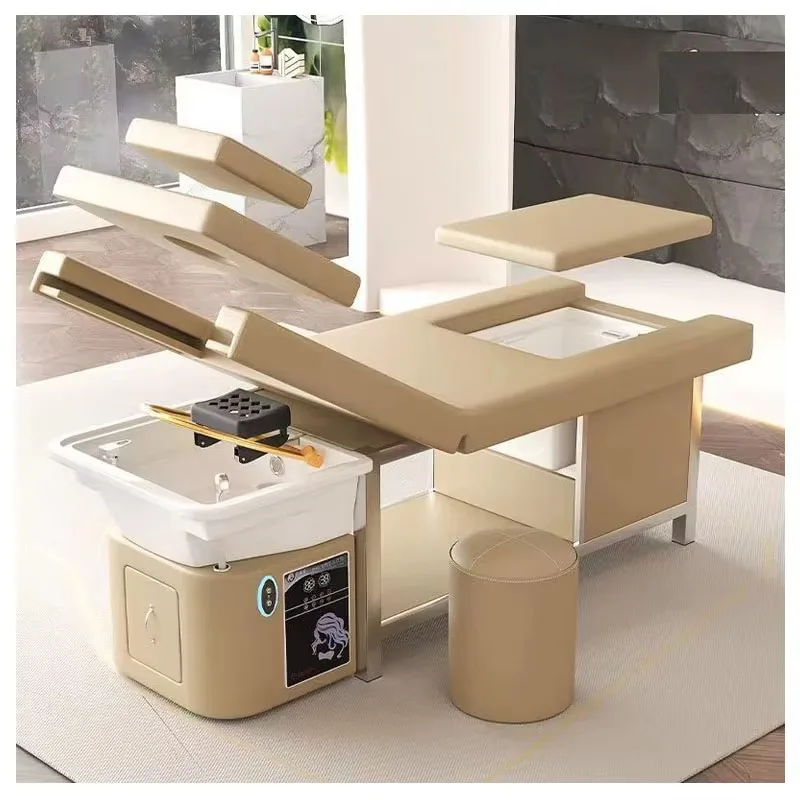

Latest Half Recline Flush Head Wash Basin Shampoo Bowl Chairs Punch Beds with Foot