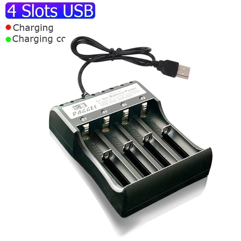 18650 배터리 충전기 1/2/4 슬롯 듀얼 18650 충전 3.7V 충전식 리튬 배터리 USB 충전기 16340 14500 18650