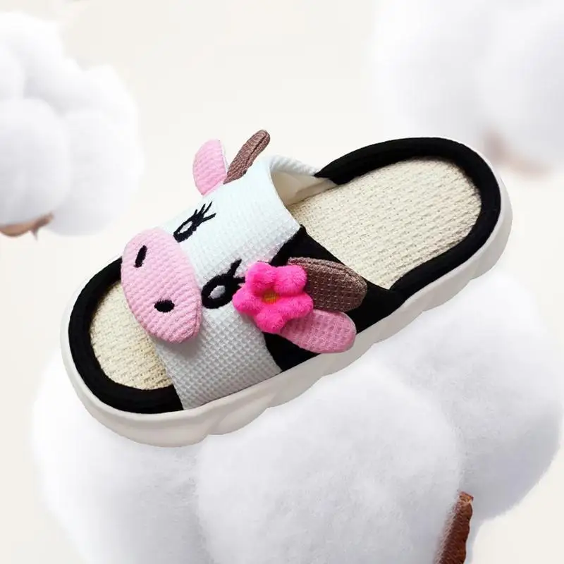 Pantofole Casual con plateau donna casa Cute Cartoon Cow Designer Shoes Girls Fashion Popular Elegant Indoor Slipper Flats Open Toe