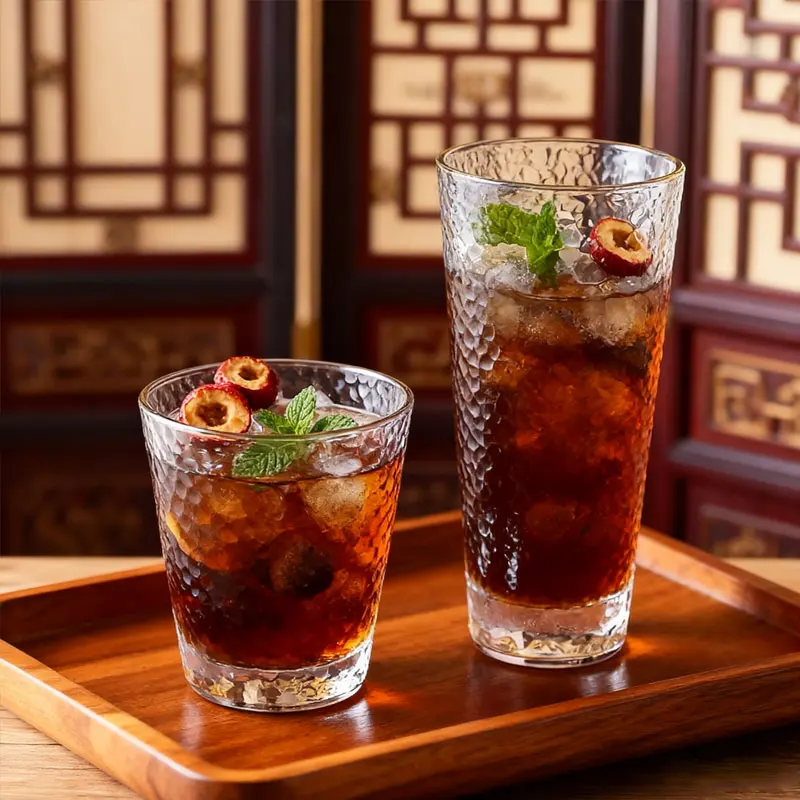 

300ml/320ml/330ml/420ml Water Bottle Home Drinkware Hammer Patterned Cocktail Glass Transparent Drinking Glasses Whiskey Glass