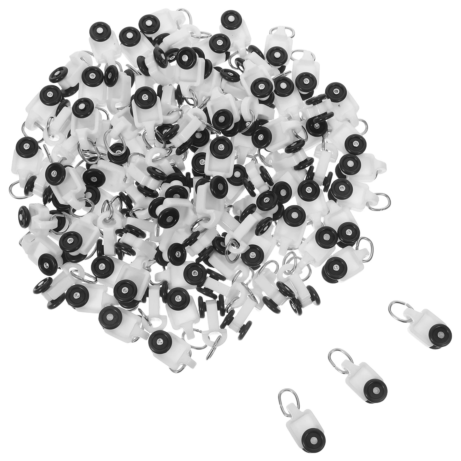 100 قطعة بكرات مسار الستار الصامت حاملات ذات عجلات مزدوجة مزلق سلس لغرفة النوم وغرفة المعيشة سقف جبل الستائر السكك الحديدية #5