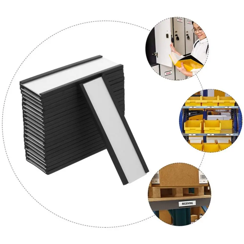 White Paper Cards Magnetic Label Holder Strong Magnet Protective Film Shelf Label Holder Mess Free Adjustable