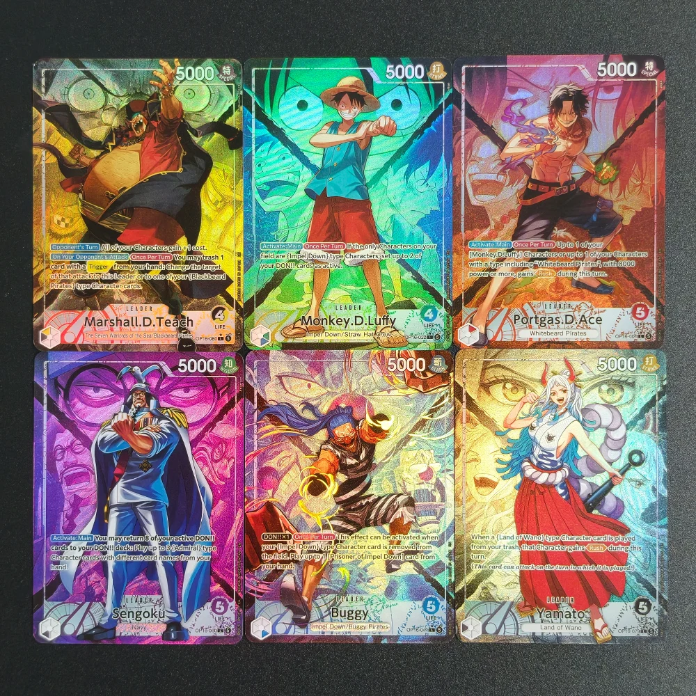 Self Made Proxy One Piece English Luffy Buggy Teach Sengoku Yamato Ace OP16 The Time of Battle Game Collection Card Toy