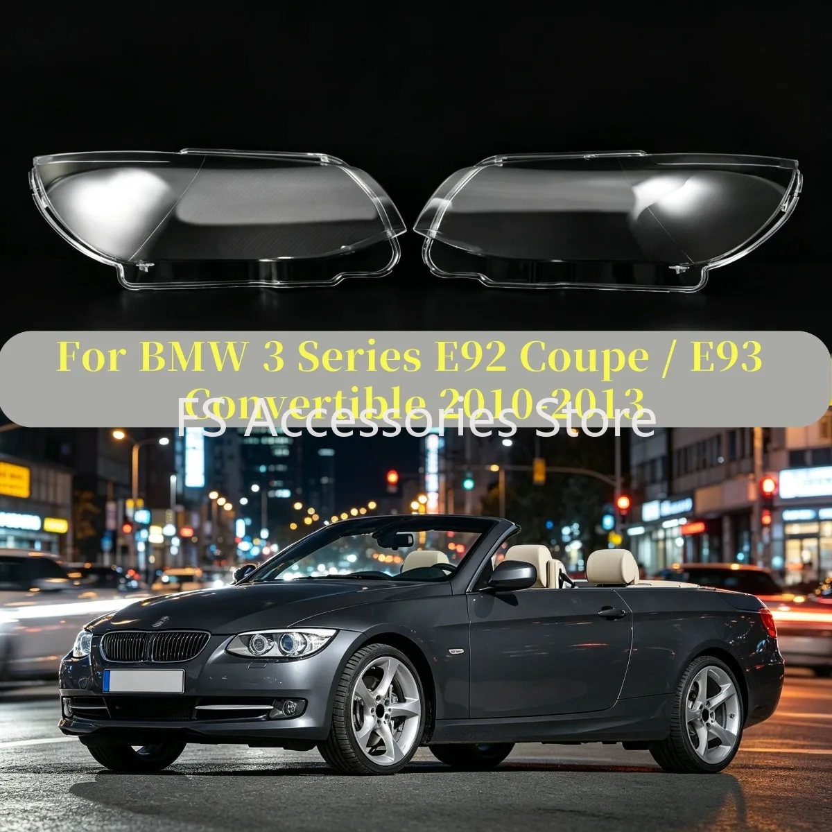 Für BMW 3er E92 Coupé / E93 Cabrio 2010-2013 Vordere Scheinwerferlinsen-Schale Transparentes Gehäuse Lampenschutz Scheinwerferabdeckung