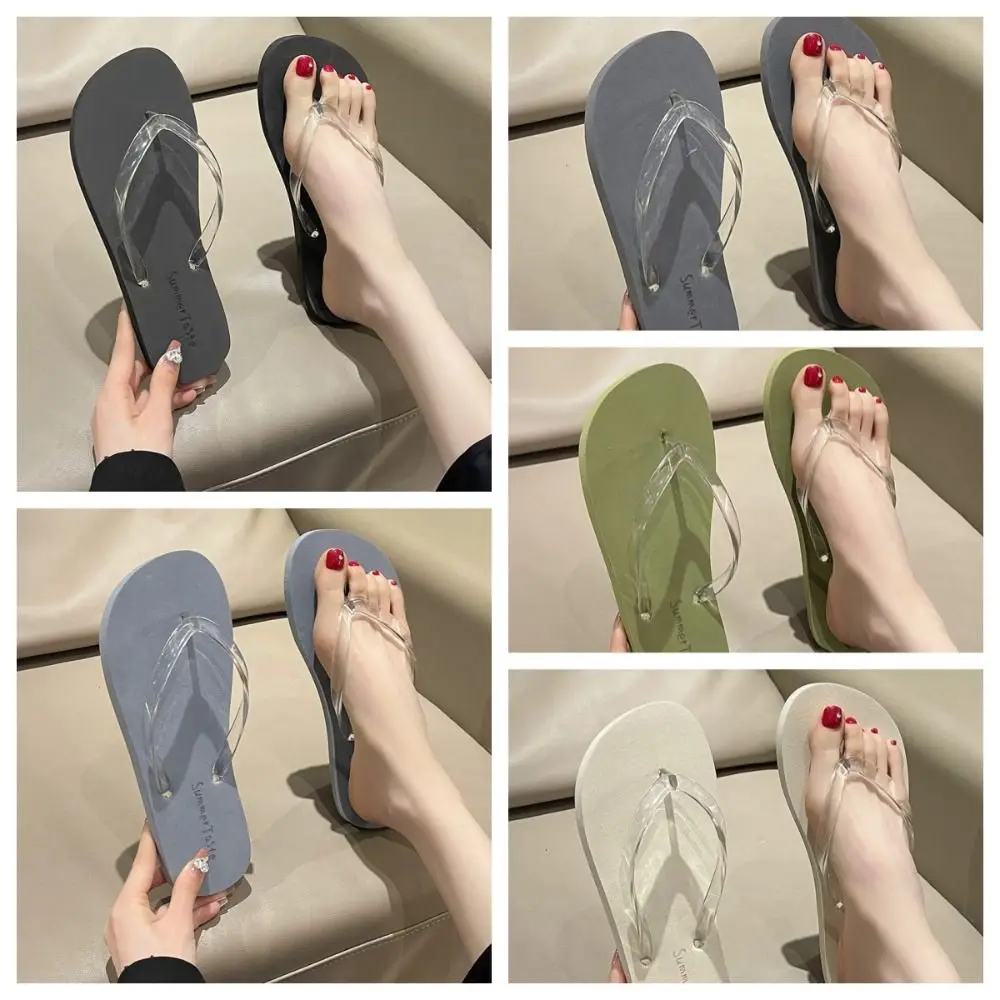 Shoes Rubber Transparent Thong Sandals PVC Waterproof Women Flip Flops Non-Slip Soft Bath