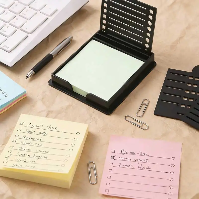 2pcs/Lot Sticky Note Dispenser Versatile Sticky Note Stencil School Supplies Desk Accessories Sticky Note Holder With Template
