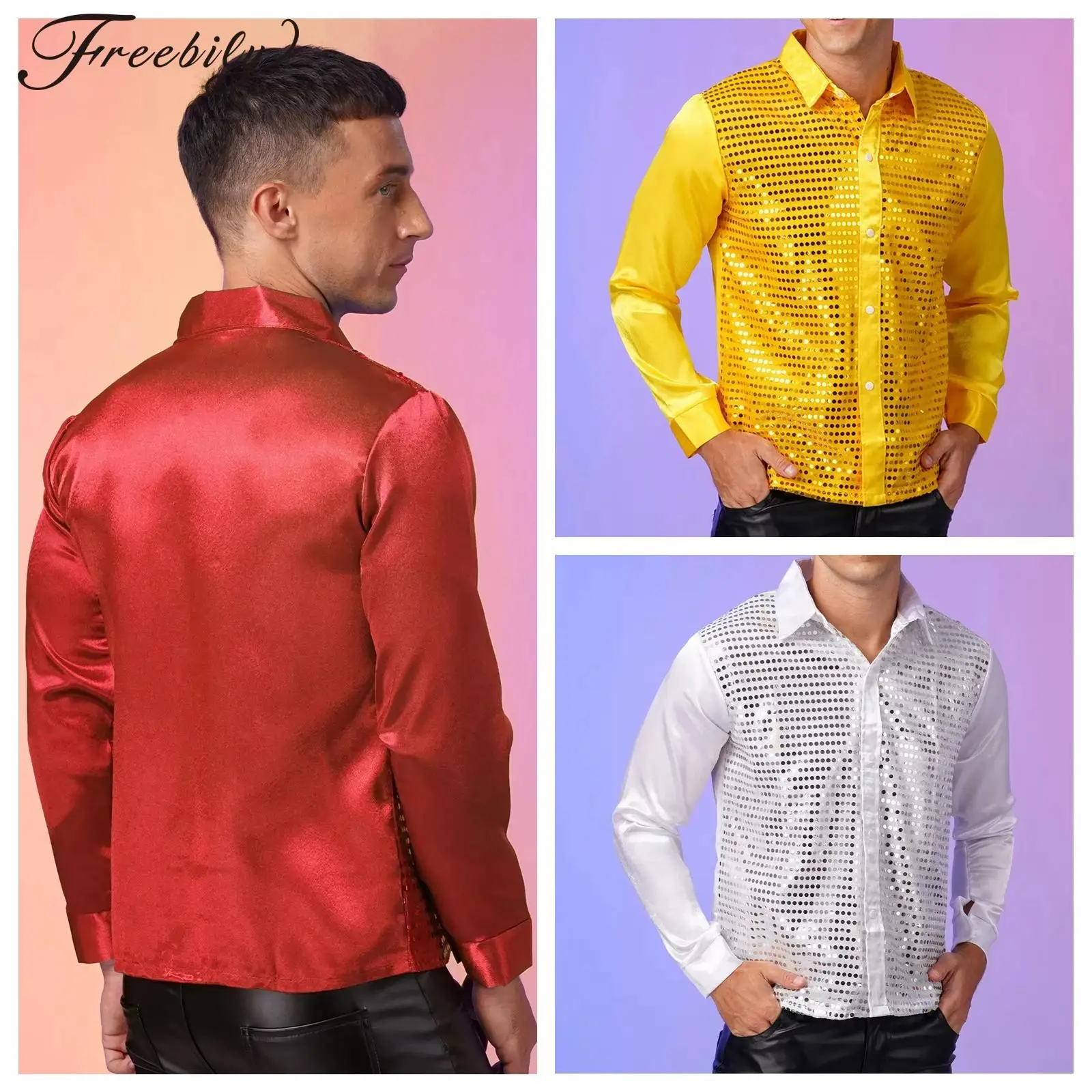 

Мужская блестящая танцевальная рубашка с блестками, костюм для латинского джазового танца, танцевальная одежда, уличная одежда, костюм для выступлений на сцене, топы, одежда в стиле хип-хоп