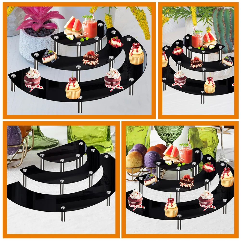 

1 set Black Acrylic Display Stand 3mm Thick 5cm 7cm 10cm Pins Dessert Stand for Table Wedding Cake Table