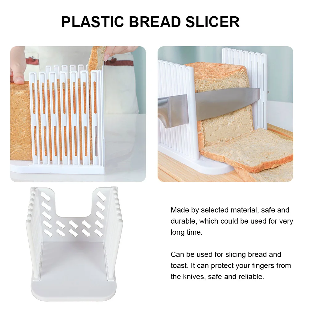 

Plastic Home Bread Slicer Tool Safe Finger Protection Easy Clean Lightweight Convenient Plastic Bread Slicer