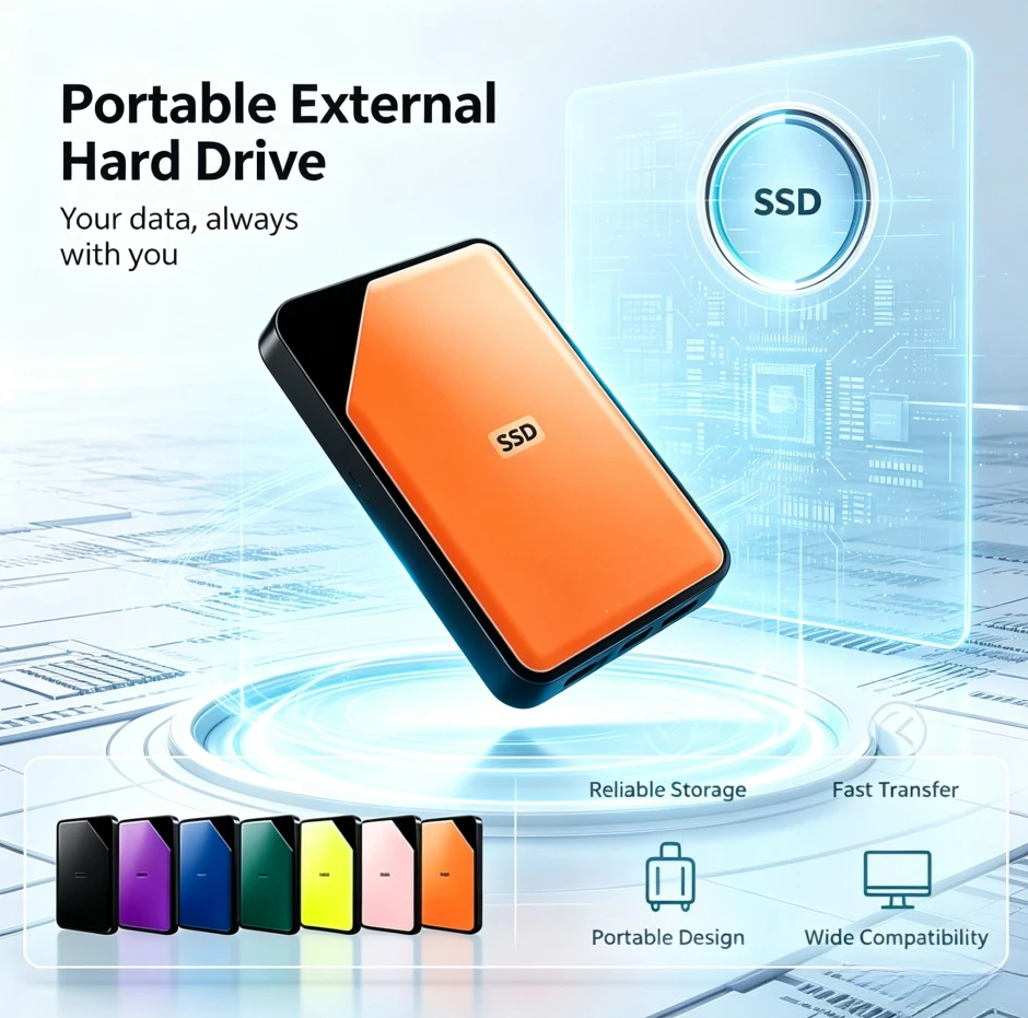 Original NEW SE Orange/Wine Red/White Portable External Hard Drive High Speed Storage Disk for Windows Laptop Desktop PC
