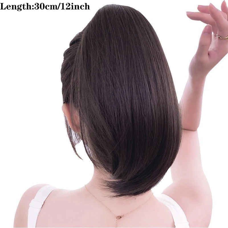 MSTN Synthetic Short Ponytail 12 Inch Claw Clip Micro Curl Hair Extensions Black Synthetic Ponytail Hair Accessories