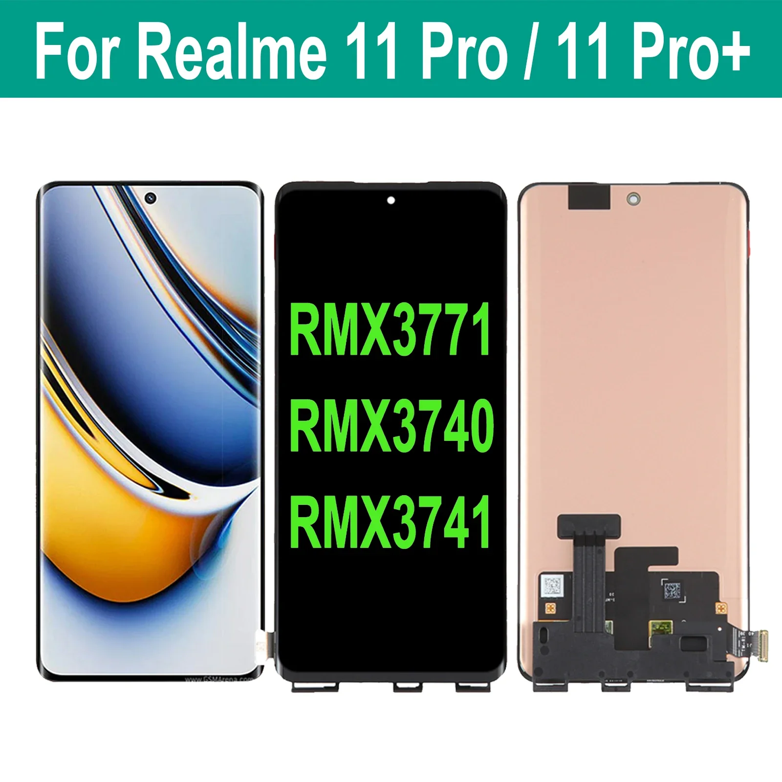 LCD Display Touch Screen Digitizer Assembly, AMOLED For Realme 11 Pro Plus, RMX3740, RMX3741, RMX3771