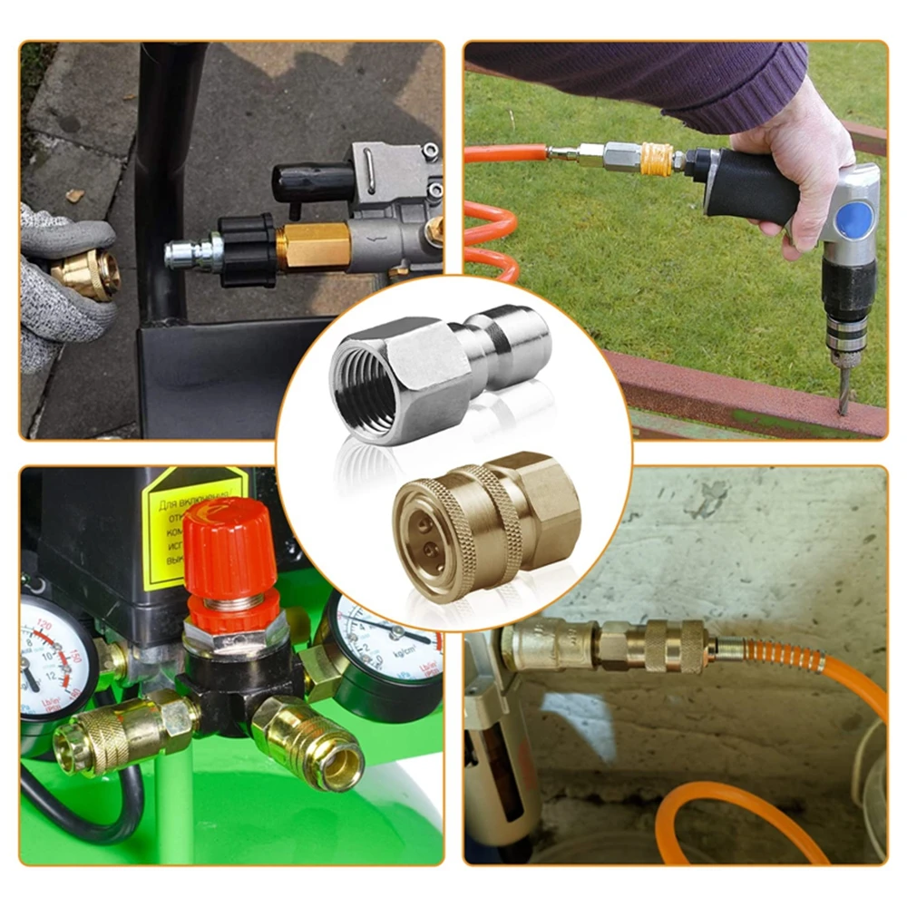 1/4 Zoll Hochdruckreiniger-Kupplungen, Schnellanschluss, männlich, weiblich, Verbindungsstücke, Adapter, Garten, städtisches Werkzeug, Bewässerung, Waschen – Detail 5