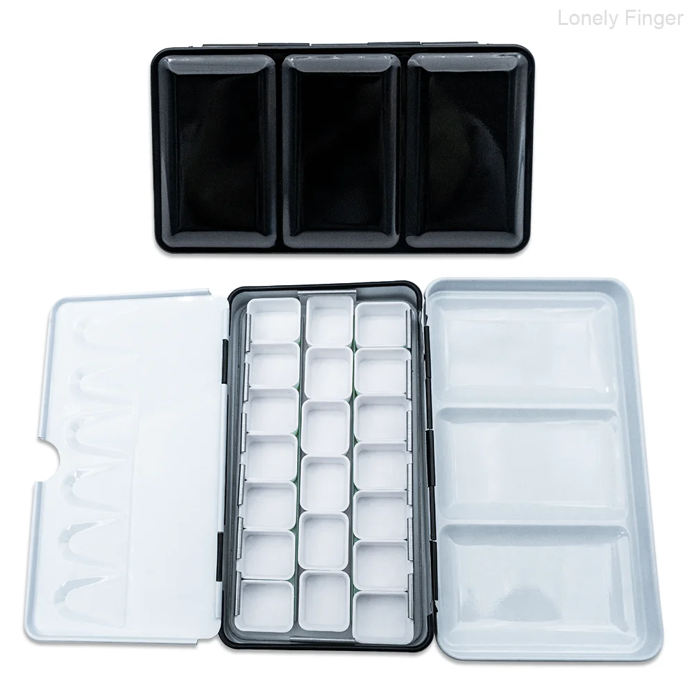 Watercolor Palette Tin Box with14/20 Round Conrer Half Pans,Metal Art Paint Mixing Tray for Watercolor Painting