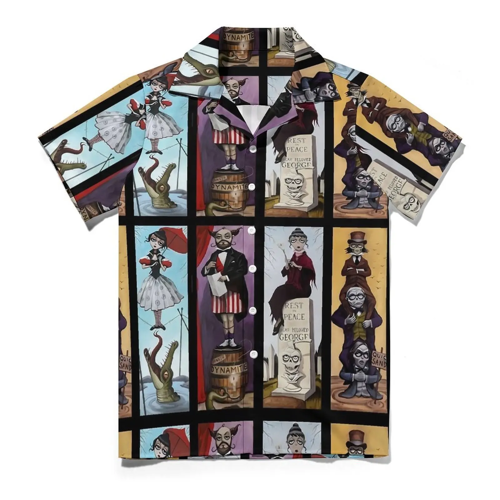 

Haunted Mansion Beach Shirt Men Stretching Portraits Elegant Casual Shirts Summer Short Sleeve Comfortable Oversize Blouses