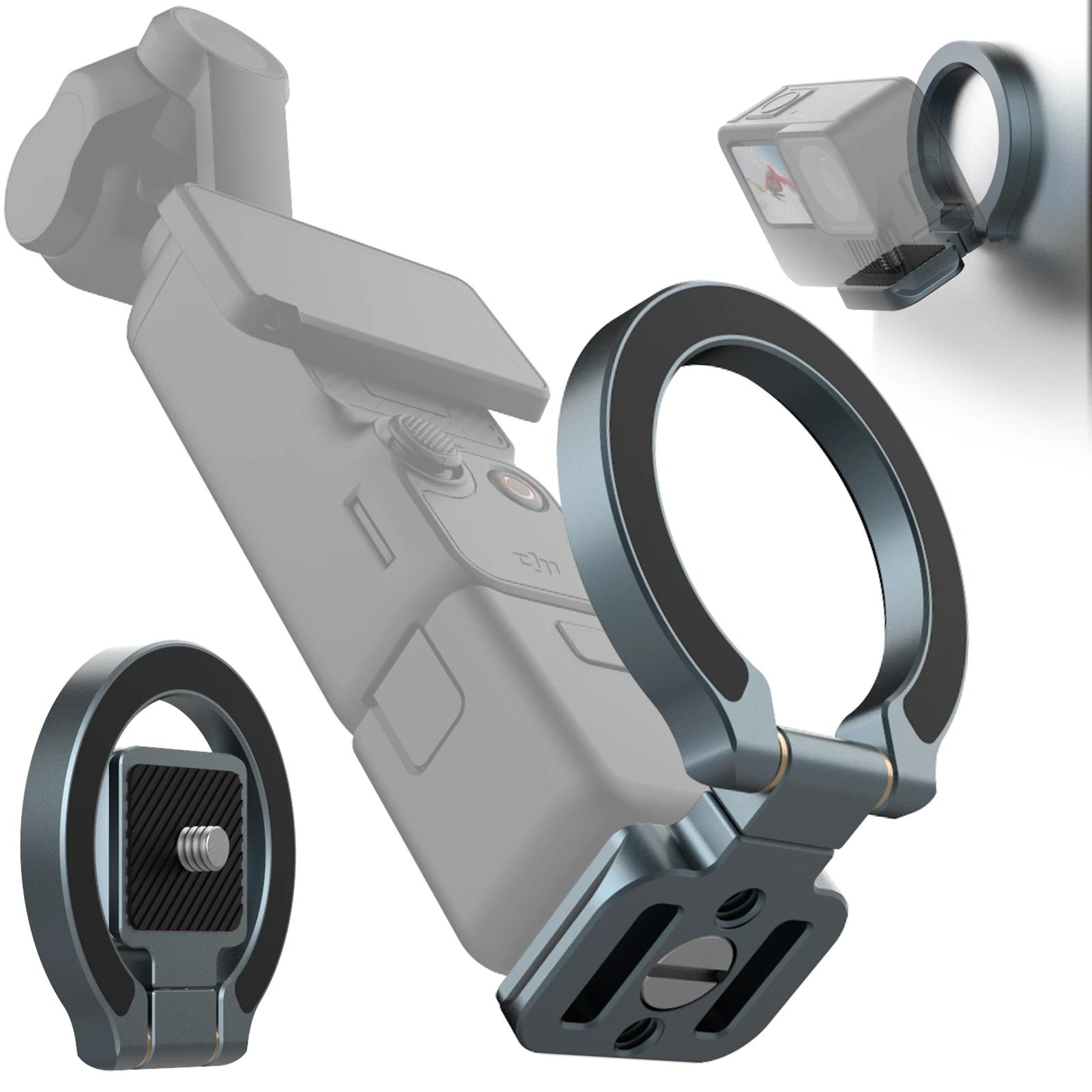 

Aluminum Magnetic Mount Stand w 1/4-20 Arca for DJI Pocket 3/Insta360/Gopro Magnet Expansion Phone Holder for iPhone 16 -12 Vlog