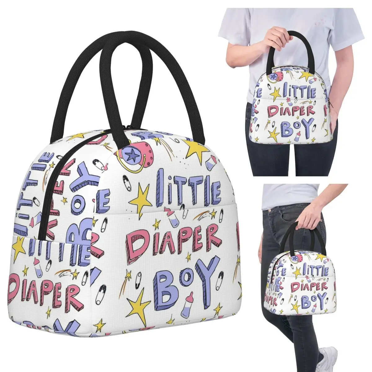 

Little Diaper Boy Abdl Insulated Lunch Bag for Kids School Cooler Thermal Food Box Tote Leakproof Lunch Boxes Container