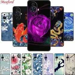 3D Emboss Case For Huawei Nova 12s Phone Case Relief Flowers Black Silicone Soft Capas For Huawei Nova 12s Back Cover Case Coque
