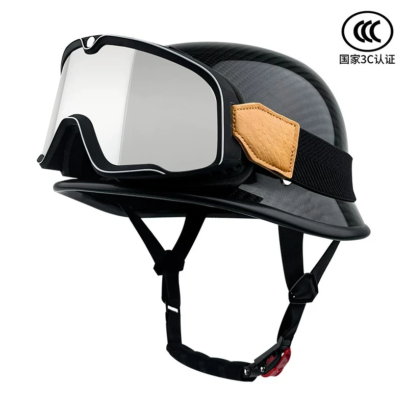 

Carbon Fiber German Retro Cruise Half Helmet Motorcycle Helmet
