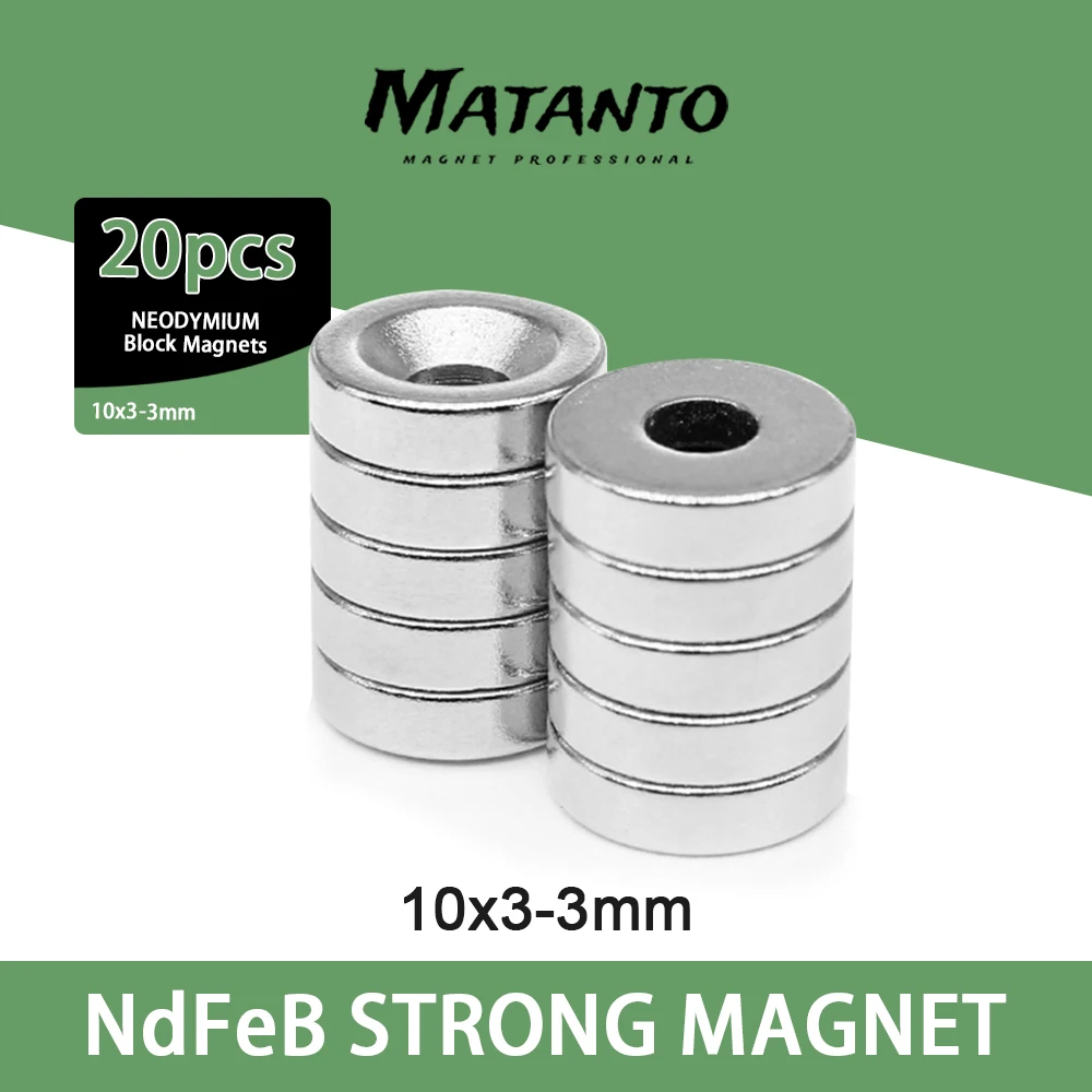 

20/30/50PCS 10x3-3mm Neodymium Magnet 10x3 mm Hole 3mm N35 Round Super Strong Countersunk Permanent Magnetic Magnets 10*3-3 mm