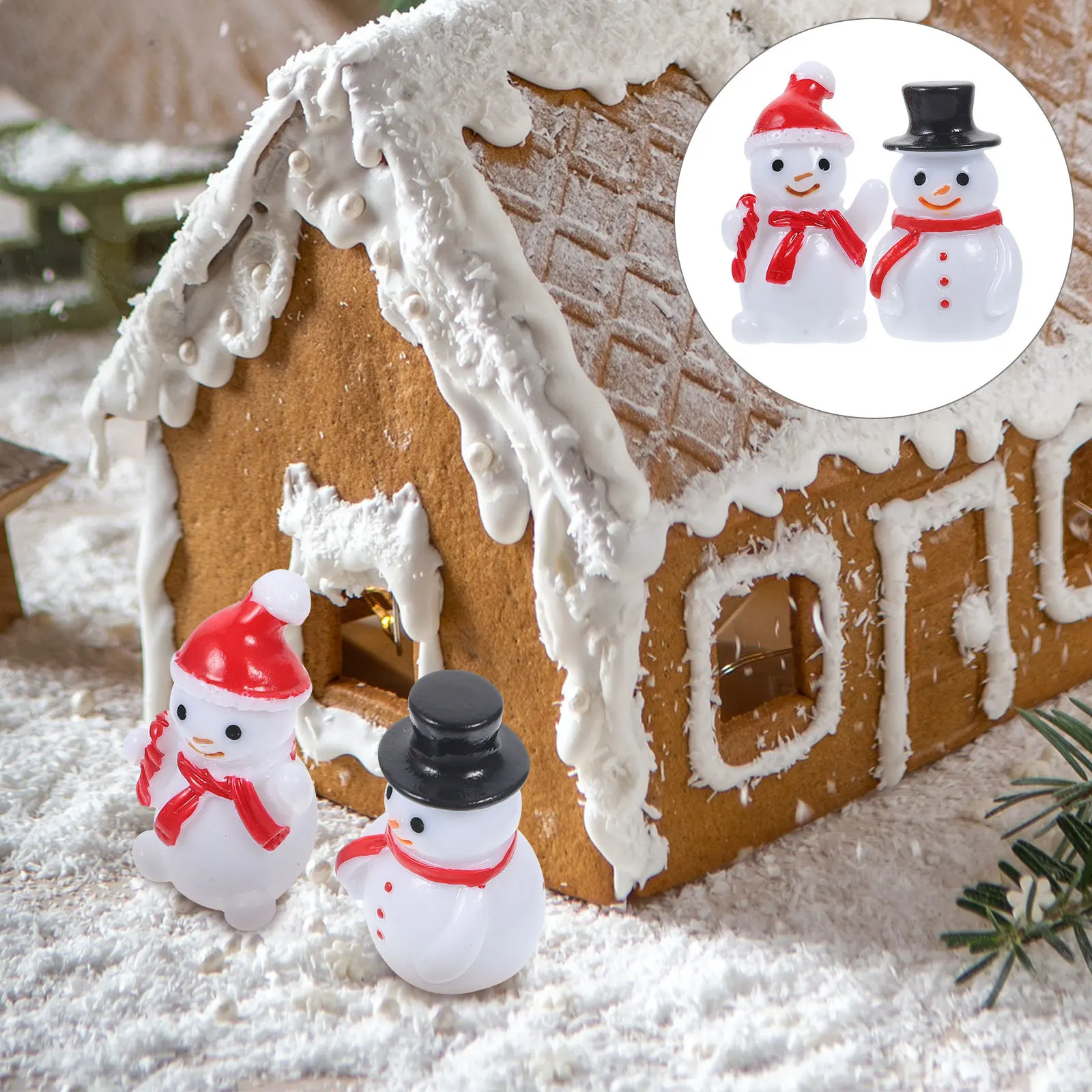 

40Pcs Resin Mini Snowman Ornaments Christmas Miniatures Miniature Holiday Decorations for Table Tiered Tray Room Decor