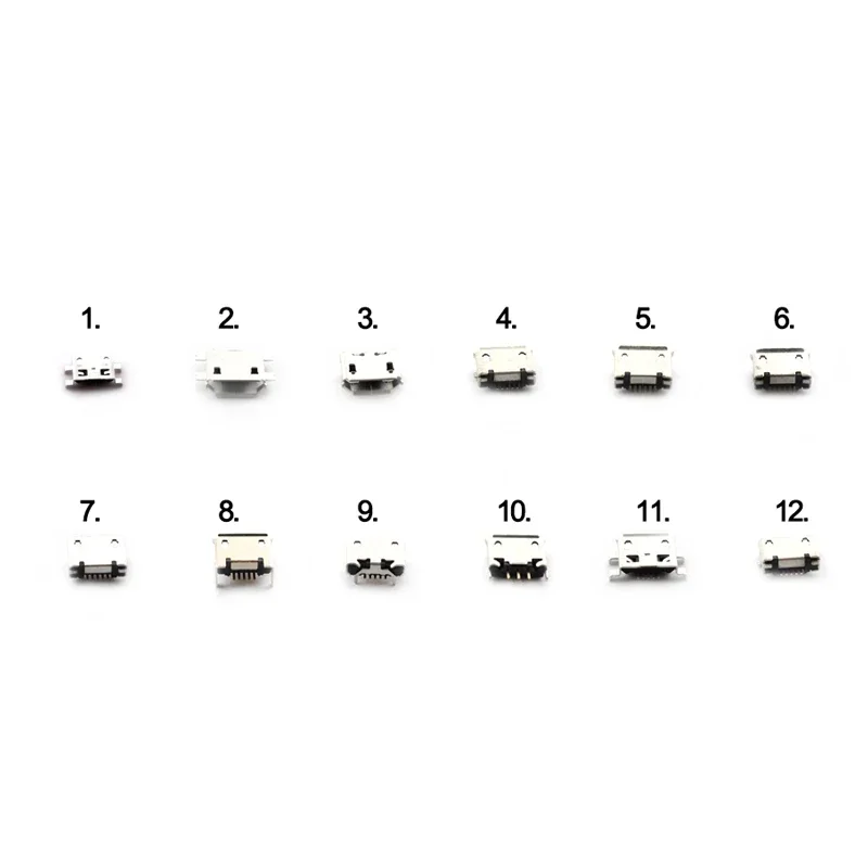 60 Pcs/set 12 Models Micro USB Connector Socket Jack USB Connectors Set for MP3 Lenovo Huawei Samsung SMD DIP Socket Set Kit