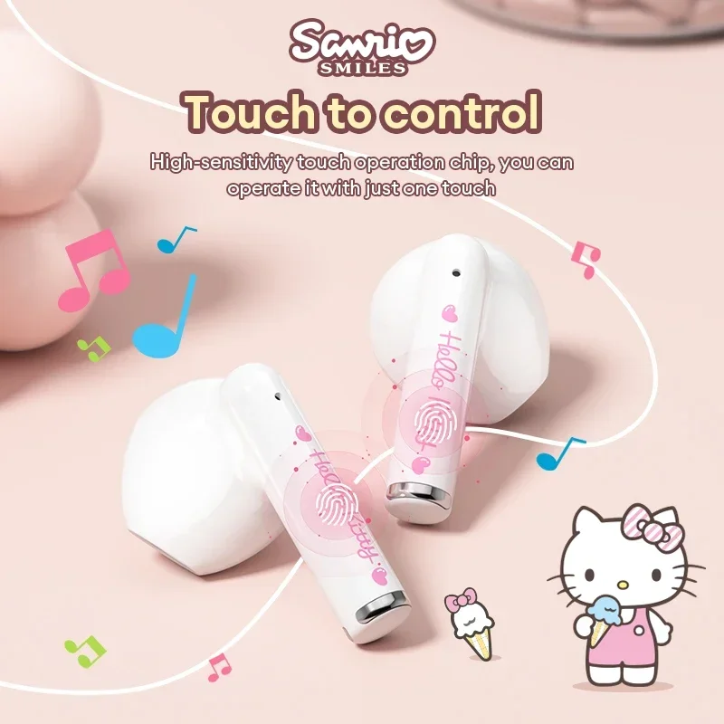 Sanrio Kuromi Bluetooth 5.4 Earbuds BL19 Cute Hello Kitty TWS Wireless Headsets Kawaii Cinnamoroll Noise Reduction Headphones