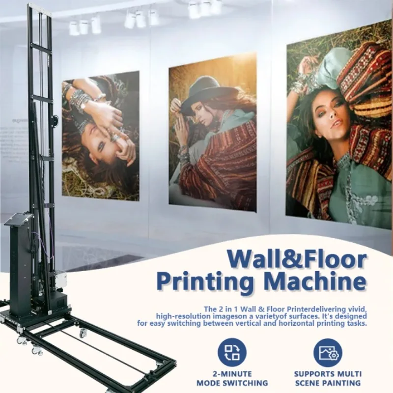 

Portable 2-in-1 Wall and Floor Printer for 3D UV Printing Up to 3.5M on Various Flat Surfaces for Indoor Outdoor Decoration