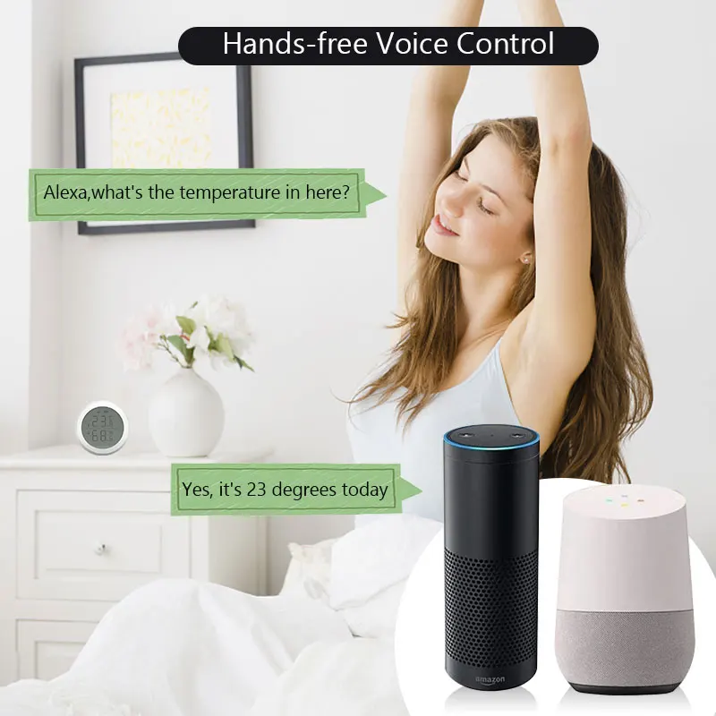 Tuya Smart Thermometer Home Indoor Temperature And Humidity Sensor With LCD Display APP Voice Control Alexa Home