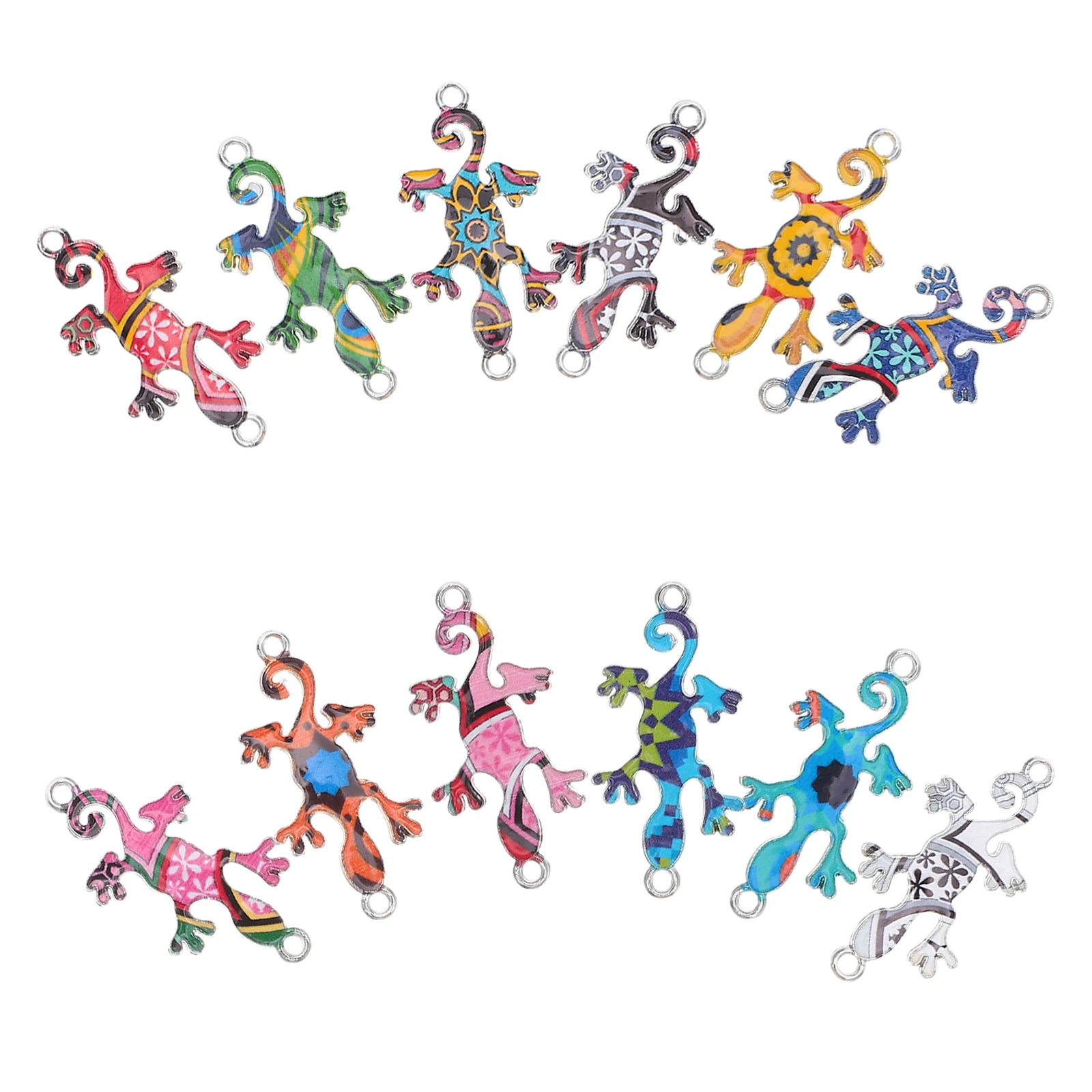 30 Pcs Alloy Gecko Jewelry Accessories Lizard Charms Enamel Making for Bracelets Animal Connector Novelty The