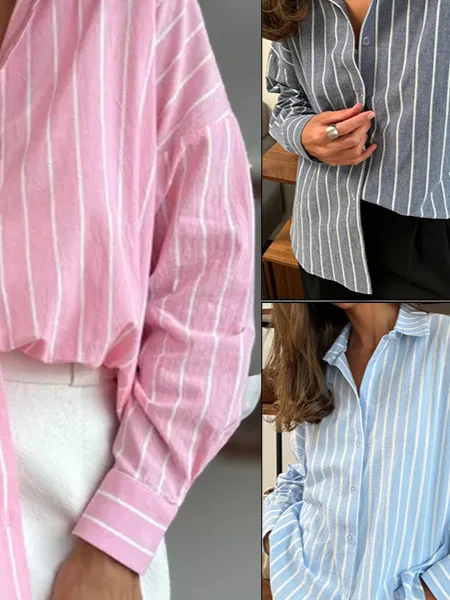 

Женский полосатый кардиган с длинными рукавами, свободного кроя, в повседневном стиле, для девушек