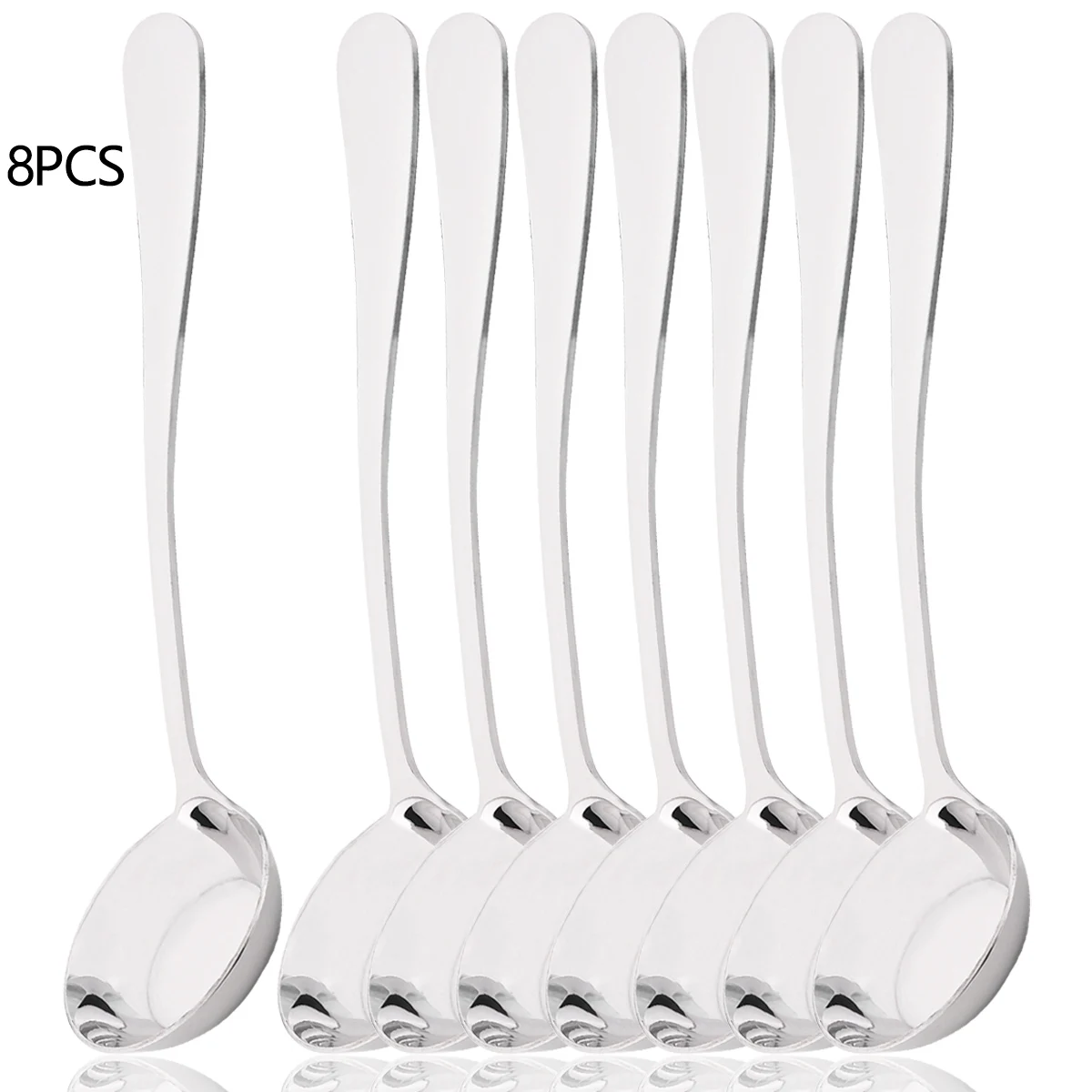 

8pcs Service Dish Spoon Set 304 Stainless Steel Mirror Dining Spoon Large Spoon Cutlery Set Dishwasher Safe Party Kitchen Tool