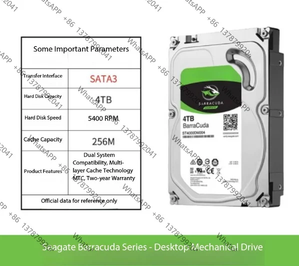ST4000DM004 4TB 3.5 Inch SATA Internal HDD 5400RPM 256MB Cache 6Gb/s Desktop PC Internal Hard Disk Drive