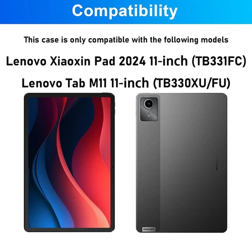 Imagen 2 del producto Funda para tableta Lenovo Tab M11 de 11 pulgadas TB-330FU/XU, funda para teclado para Lenovo Xiaoxin Pad 2024, funda de 11 pulgadas TB-331FC