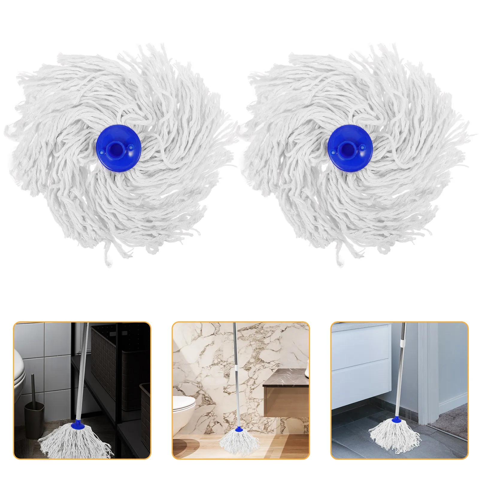 

3Pcs Mop Replacement Heads Reusable Washable Cotton Yarn Mop Head Household Cleaning Floor Wall Window Ceiling Mopping Accessory