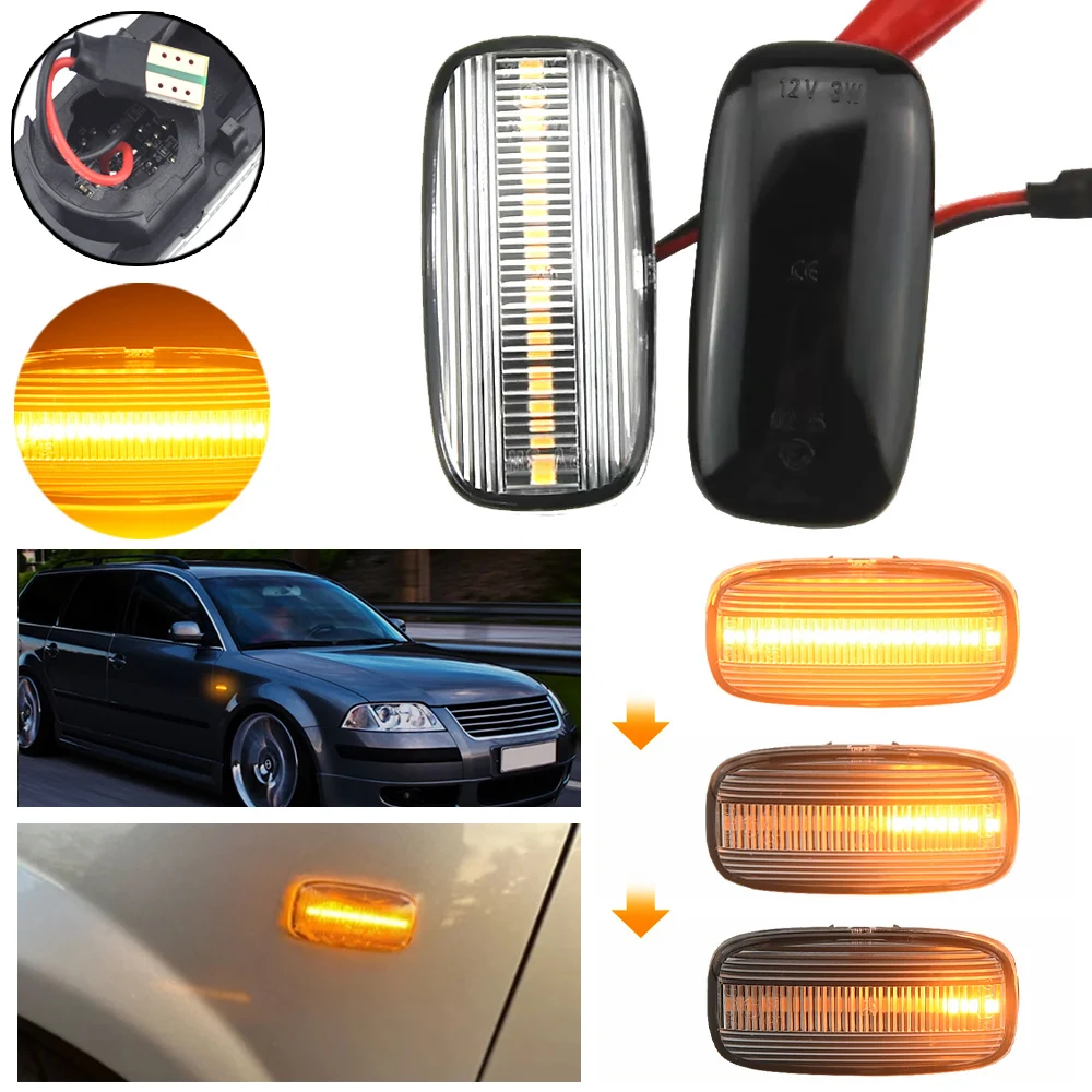 

2Pcs Dynamic LED Side Marker Lights Turn Signal Lamps For Nissan AE50 ambulance AWC34 P11 Primera camino 1995.09-2001.01