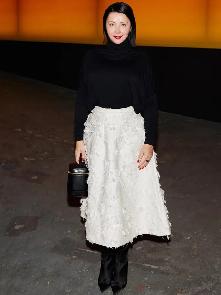 

Модное однотонное трехмерное декоративное платье, весенне-осеннее женское длинное полуплатье с высокой талией, женская вечерние повседневная верхняя одежда