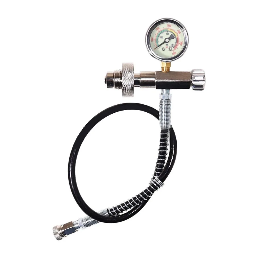 Scuba Tank Fill Valve With Pressure Gauge 6000psi 400bar G5/8-14 Thread 24inch Hose For Diving Cylinder Inflation Refill Station
