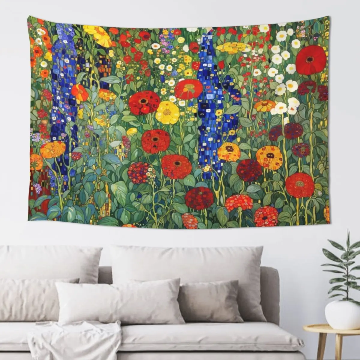 

Gustav Klimt - Flower Garden Tapestry Room Decor Cute Wallpaper Room Decoration Aesthetic Tapestry