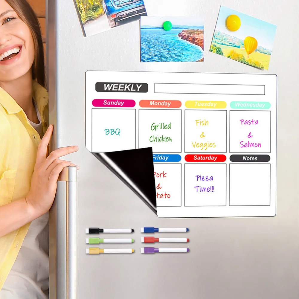 Erasable magnetic refrigerator stickers removable weekly and monthly planner note-taking message board schedule PVC whiteboard s