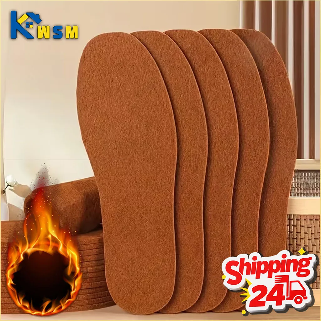 Plantillas de fieltro de lana merina súper gruesas para hombres y mujeres, calor, absorbe la humedad, Control de olores, inserciones térmicas de invierno para botas