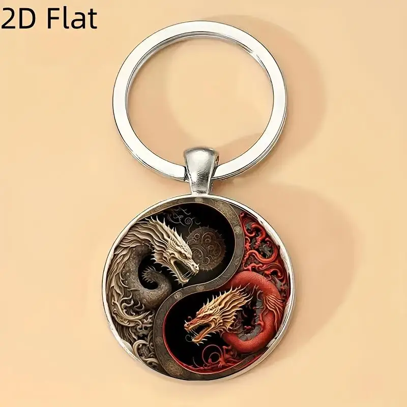 Yin-Yang-Drachen-Schlüsselanhänger, modischer Anhänger aus Legierung, schwarz-weißes Drachendesign, perfekt für Taschen, Rucksäcke und einzigartige Geschenke. – Detail 8