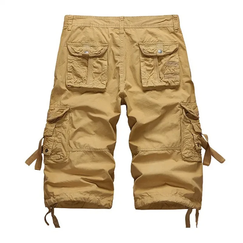 

Summer Cargo Shorts Men Cotton Casual Outdoor Military Men's Shorts Multi-Pocket Fashion Calf-Length Pants Men Plus Size