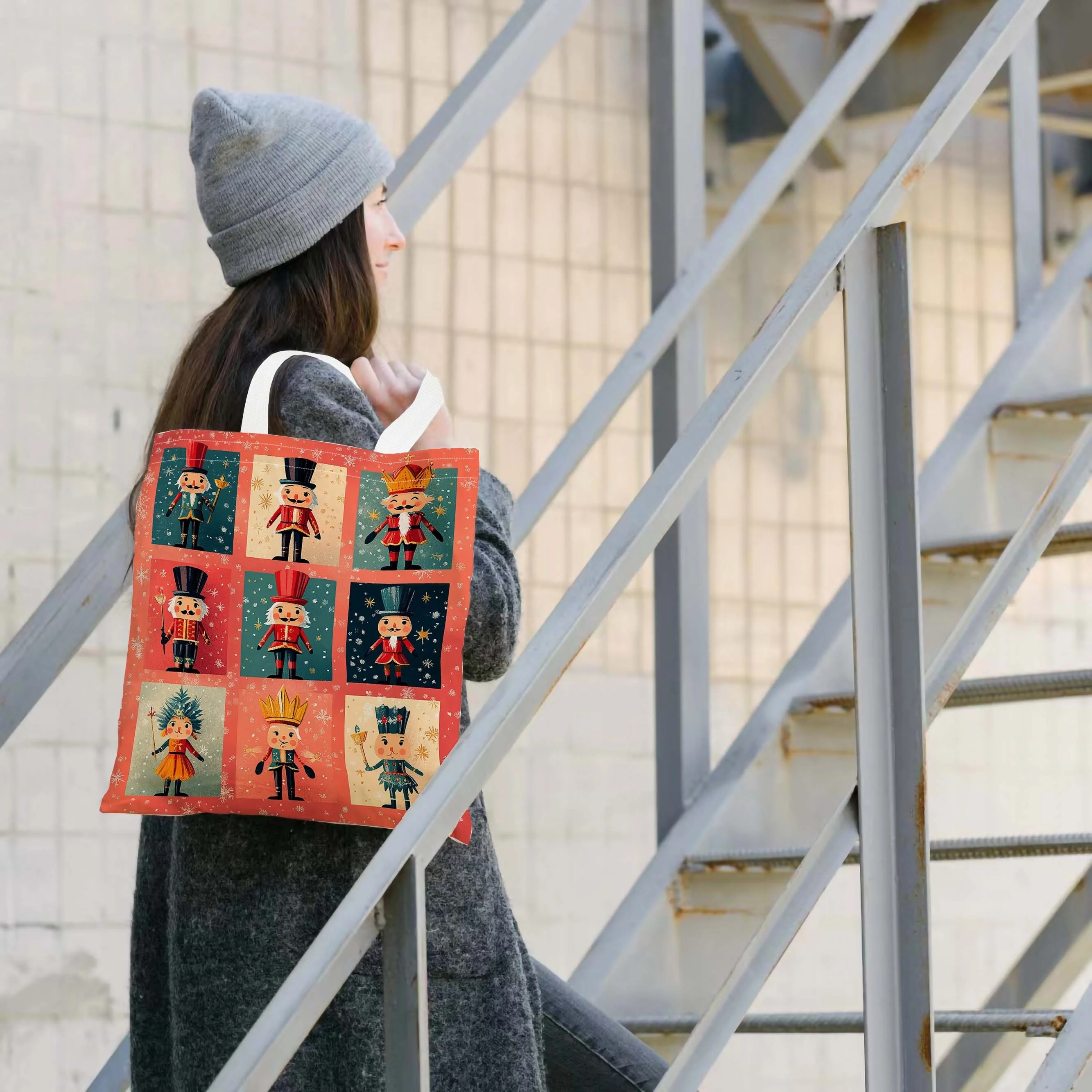 Charming Nutcracker Canvas Tote Bag - Spacious, Stylish & Durable for Everyday Use, School or Work - Women's Shoulder Handbag